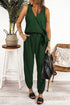 Deep V-Neck Sleeveless Solid Jumpsuit